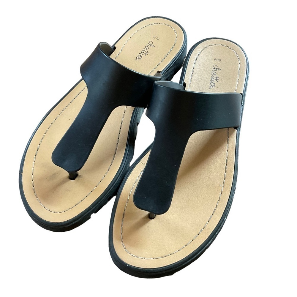 Chatties Sandals‎ Women’s Waterproof Beach Thongs Black Flip Flops Size 9/10
